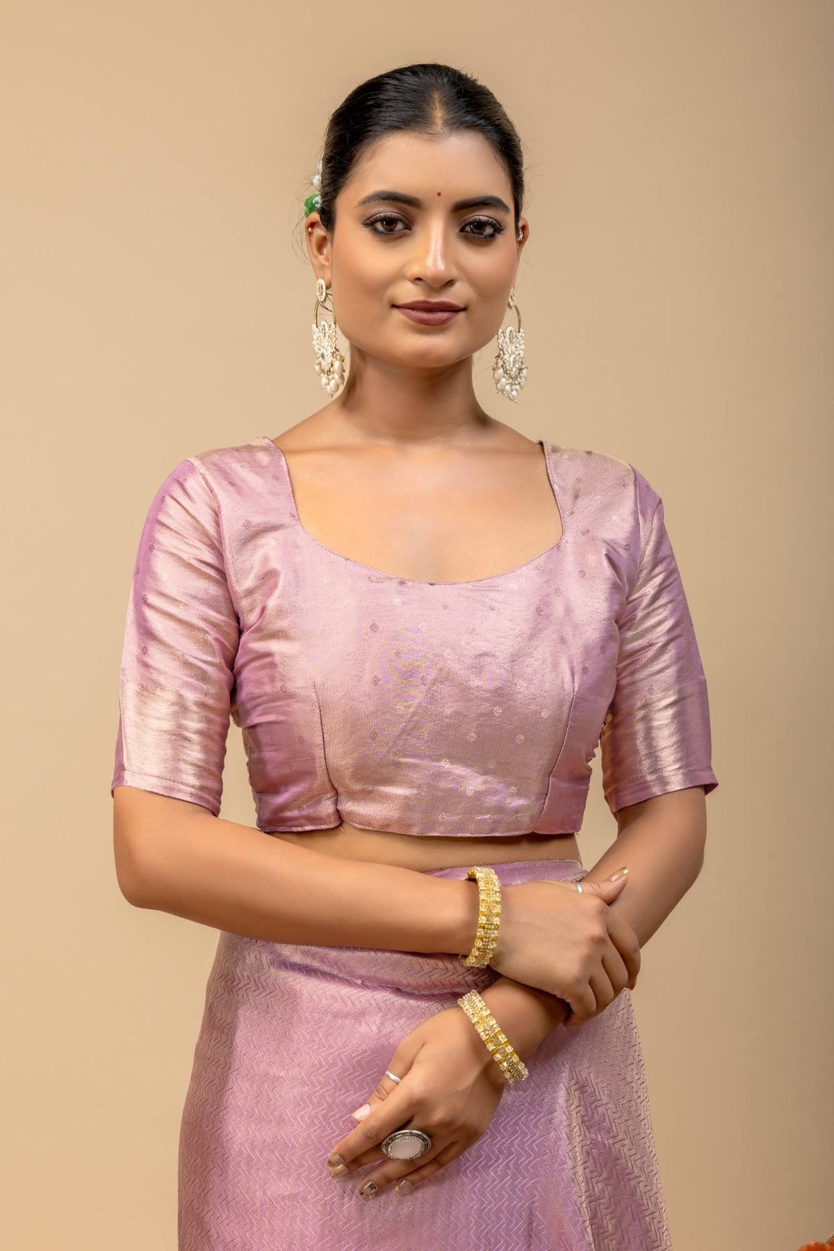 Pastel Lavender Metallic Sheen Soft Silk Saree with Subtle Zari Border & Blouse Piece