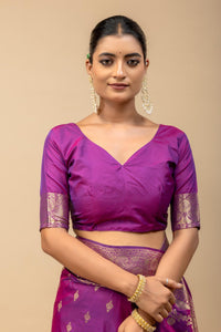 Royal Magenta Purple Banarasi Soft Silk Saree with Golden Zari Weaving & Grand Kalka Pallu