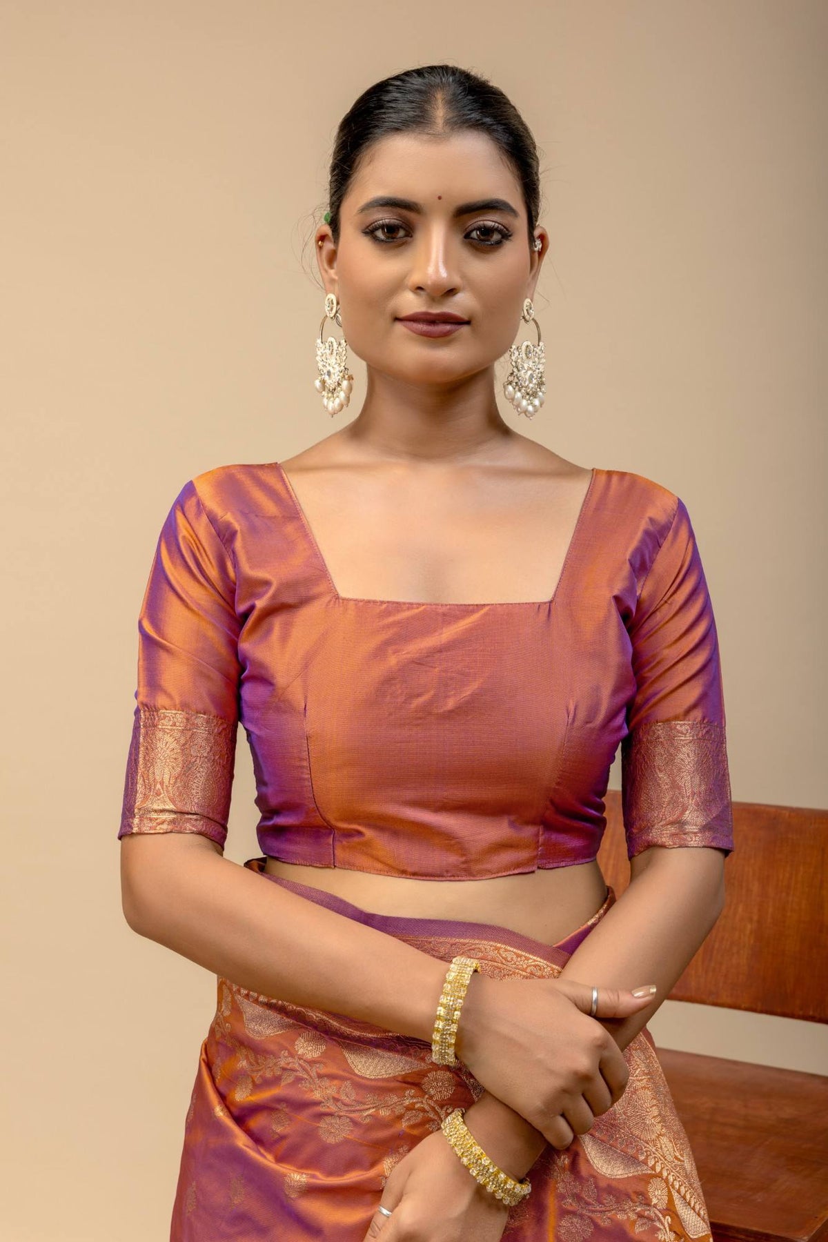 Rust Orange Banarasi Soft Silk Saree with Golden Zari Kalka Brocade Pallu